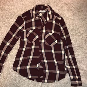 Deep red colored flannel